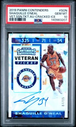 2019 #SON Shaquille O'Neal PSA 10 Panini Contenders Veteran Season Ticket Autographs