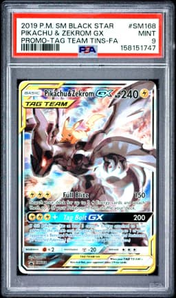 2019 #SM168 Full Art/Pikachu & Zekrom GX PSA 9 SM Black Star Promo