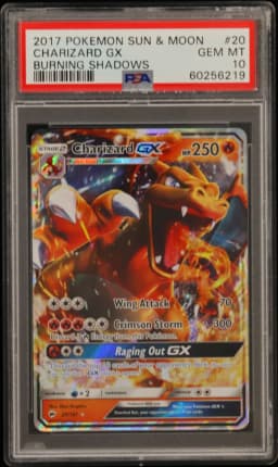 2017 #20 Charizard GX PSA 10 Sun & Moon Burning Shadows
