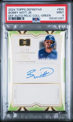 2024 #DARCBW Bobby Witt Jr. PSA 9 Topps Definitive Collection Definitive Autograph Relic Collection