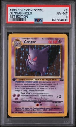 1999 #5 Gengar-Holo 1st Edition PSA 8 Fossil
