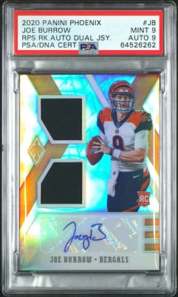 2020 #JB Joe Burrow PSA 9 Panini Phoenix Rps Rookie Auto Dual Jersey