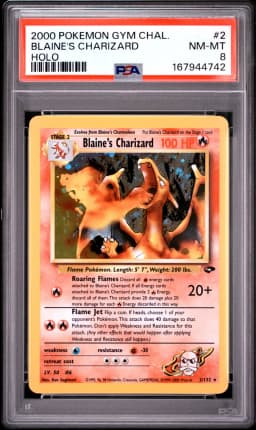 2000 #2 Blaine's Charizard PSA 8 Gym Challenge