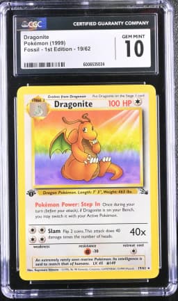 1999 #19 Dragonite CGC 10 Fossil - 1st Edition - English