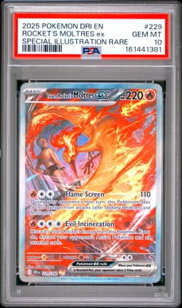 2025 #229 Team Rocket's Moltres EX PSA 10 Dri EN-Destined Rivals