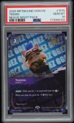 2025 #197b Teemo - Scout PSA 10 Riftbound: League of Legends Ogn-Origins