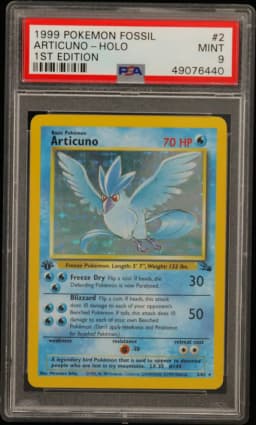 1999 #2 Articuno-Holo 1st Edition PSA 9 Fossil