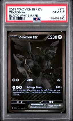2025 #172 Zekrom EX PSA 10 Blk EN-Black Bolt