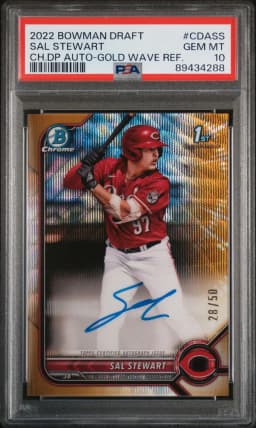 2022 #CDASS Sal Stewart PSA 10 Bowman Draft Chrome Draft Pick Autographs