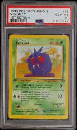 1999 #63 Venonat 1st Edition PSA 10 Jungle