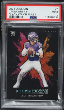 2024 #6 JJ McCarthy PSA 9 Panini Obsidian Black Color Blast Football