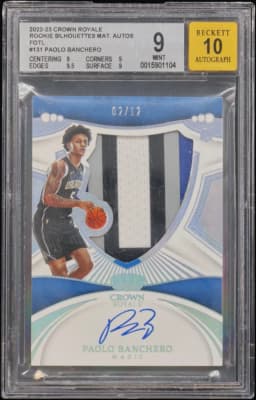2022 #131 Paolo Banchero BGS 9 Crown Royale Rookie Silhouettes Material Autographs FOTL