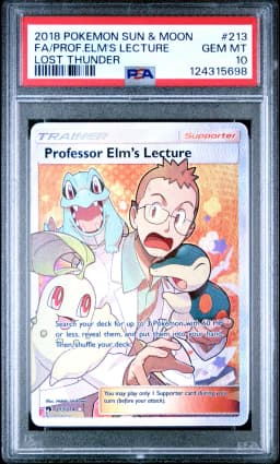 2018 #213 Full Art/Professor Elm's Lecture PSA 10 Sun & Moon Lost Thunder