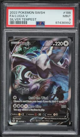 2022 #186 Full Art/Lugia V PSA 9 Sword & Shield Silver Tempest Pokemon
