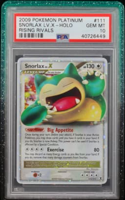 2009 #111 Snorlax LV.X-Holo PSA 10 Platinum Rising Rivals