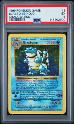 1999 #2 Blastoise-Holo Shadowless PSA 5 Game