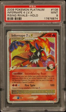 2009 #108 Infernape 4 LV.X-Holo PSA 9 Platinum Rising Rivals