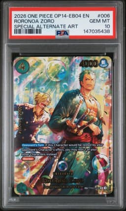 2026 #006 Roronoa Zoro PSA 10 One Piece OP14-EB04-the Azure Sea's Seven