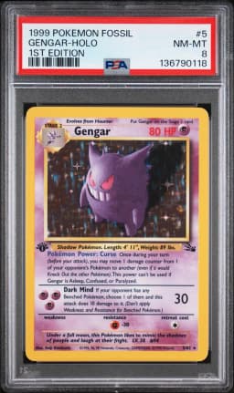 1999 #5 Gengar-Holo 1st Edition PSA 8 Fossil