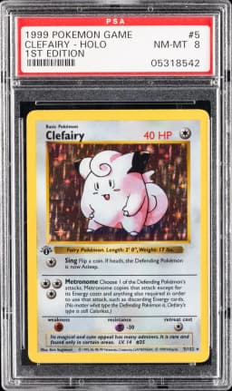 1999 #5 Clefairy-Holo 1st Edition PSA 8 Game Pokemon