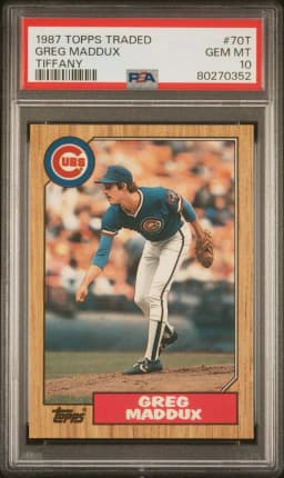 1987 #70T Greg Maddux PSA 10 Topps Traded Tiffany