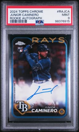 2024 #RAJCA Junior Caminero PSA 9 Topps Chrome Rookie Autographs