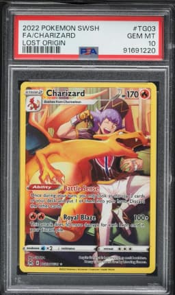 2022 #TG03 Full Art/Charizard PSA 10 Sword & Shield Lost Origin Pokemon