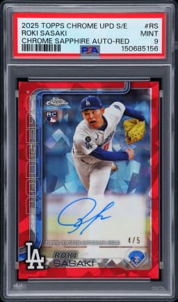2025 #RS Roki Sasaki PSA 9 Topps Chrome Sapphire Update Series Topps Chrome Sapphire Autographs