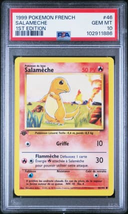 1999 #46 Salameche 1st Edition PSA 10 French Pokemon