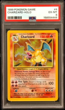 1999 #4 Charizard-Holo PSA 6 Game