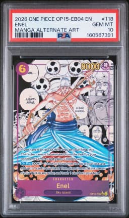2026 #118 Enel PSA 10 One Piece OP15-EB04-Adventure on Kami's Island