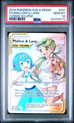 2019 #231 Full Art/Mallow & Lana PSA 10 Sun & Moon Cosmic Eclipse