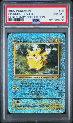 2002 #86 Pikachu-Reverse Foil PSA 8 Legendary Collection