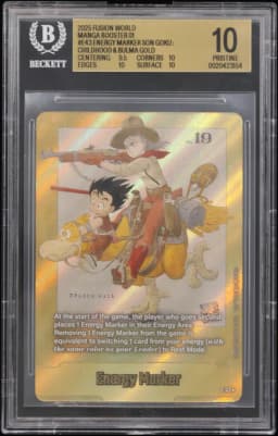 2025 #E43 Energy Marker (Son Goku : Childhood & Bulma) GOLD BGS 10 Dragon Ball Super Card Game Fusion World Manga Booster 01