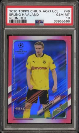 2020 #49 Erling Haaland PSA 10 Topps Chrome X Steve Aoki UEFA Champions League Neon Future