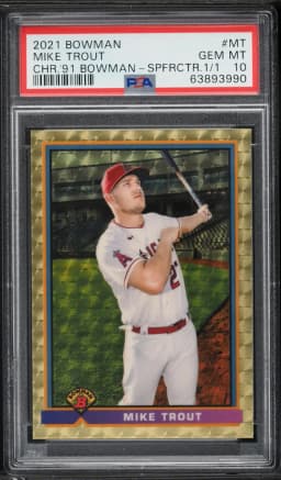 2021 #MT Mike Trout PSA 10 Bowman Chrome 1991 Bowman Baseball
