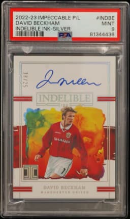 2022 #INDBE David Beckham PSA 9 Panini Impeccable Premier League Indelible Ink