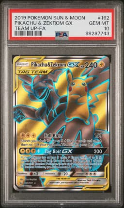 2019 #162 Full Art/Pikachu & Zekrom GX PSA 10 Sun & Moon Team Up