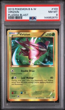 2013 #103 Virizion PSA 8 Black & White Plasma Blast