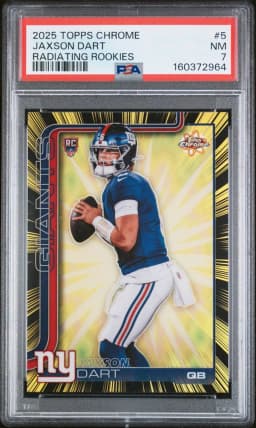2025 #5 Jaxson Dart PSA 7 Topps Chrome Radiating Rookies