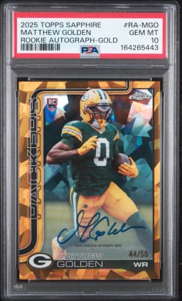 2025 #RA-MGO Matthew Golden PSA 10 Topps Chrome Sapphire Edition Rookie Autographs
