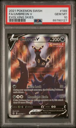 2021 #189 Full Art/Umbreon V PSA 10 Sword & Shield Evolving Skies