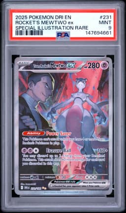 2025 #231 Team Rocket's Mewtwo EX PSA 9 Dri EN-Destined Rivals
