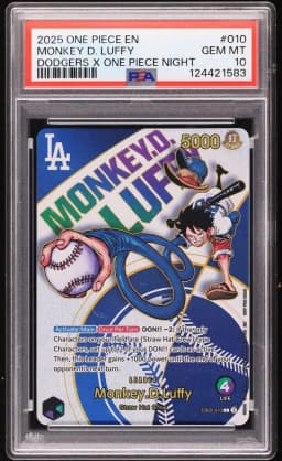 2025 #EB02-010 Monkey D. Luffy PSA 10 One Piece Promo Dodgers X Night Leader