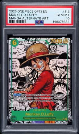 2025 #118 Monkey D. Luffy PSA 10 One Piece OP13-Carrying on His Will