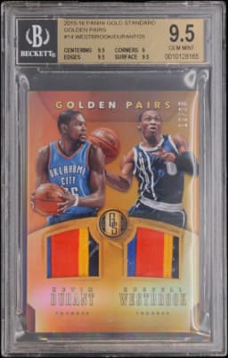 2015 #14 Russell Westbrook/Kevin Durant/25 BGS 9.5 Panini Gold Standard Golden Pairs