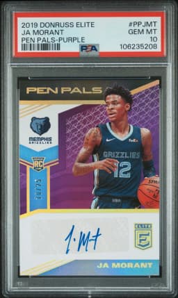 2019 #PPJMT Ja Morant PSA 10 Panini Donruss Elite Pen Pals