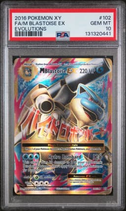 2016 #102 Full Art/M Blastoise EX PSA 10 XY Evolutions