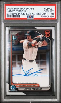 2024 #CPAJT James Tibbs III PSA 10 Bowman Draft Chrome Prospect Autographs