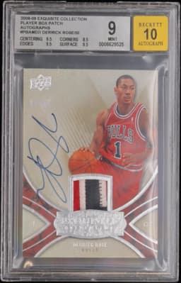 2008 #PBAMDR Derrick Rose/50 BGS 9 Exquisite Collection Player Box Patches Autographs